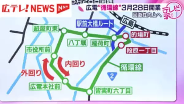広島電鉄「循環線」3月28日開業　乗り換えなしで回遊性アップ