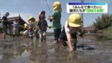 泥だらけになりながら…園児たちが田植え体験　コメの大切さ学ぶ　広島県三次市