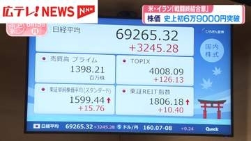 米・イランの戦闘終結合意　株価市場初6万9000円突破で広島は