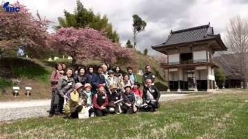 津波到達点に植えられたサクラを巡る散策会　県内外17人が境内のカワヅザクラなど見学　震災の記憶の伝承へ　岩手・陸前高田市