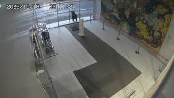 18日朝、盛岡市の岩手教育会館の自動ドアにクマ激突　提供映像