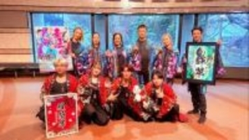 前沢春まつりキャラバン隊がIBCを訪れ、来場をよびかける　岩手