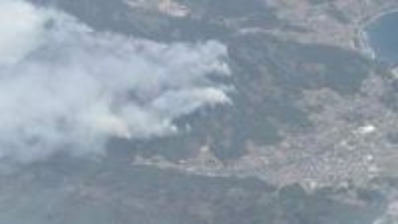 大槌町山林火災3日目　ヘリ空撮　(24日午前10時30分撮影)