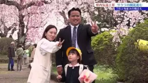 県内各地で気温上昇　7月上旬並みのところも　水沢公園は花見客でにぎわう　盛岡でもサクラの開花進む　岩手