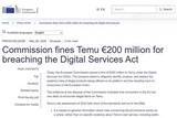 「EU、Temuに370億円の罰金　製品の安全リスク評価に問題」の画像1