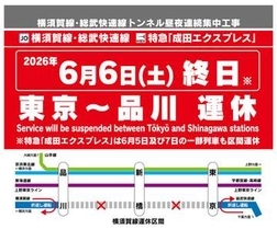 今週末、東京～品川間で終日運休　横須賀線・総武快速線・成田エクスプレス