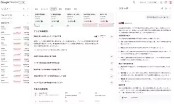 Google Financeが一新　AIに銘柄や市場動向を質問