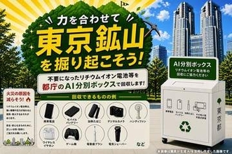 都庁にバッテリ・電池回収AIリサイクルボックス　回収で東京ポイント