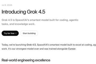 SpaceXAI、最上位モデル「Grok 4.5」公開　高速・低コストでコーディングに強み