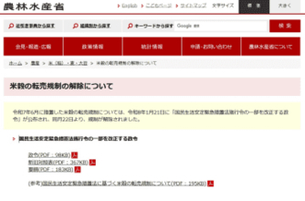 米の転売禁止を解除　ヤフオクやメルカリなどで出品可能に