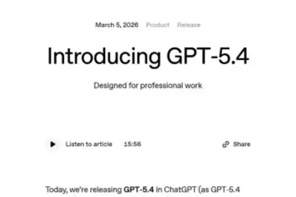 OpenAI、「GPT-5.4」を公開　プロの仕事向けの高性能モデル