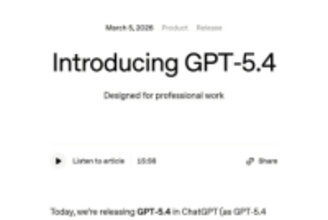 OpenAI、「GPT-5.4」を公開　プロの仕事向けの高性能モデル