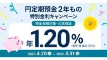 住信SBIネット銀、2年定期が年1.2%に　2カ月もの年1%相当も