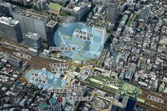 中野駅に南北通路・橋上駅舎・歩行者デッキ・駅前広場　12月6日開通