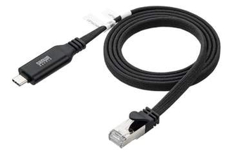 サンワサプライ、磁石内蔵のフラットケーブルでかさばりにくいUSB Type-C→有線LAN変換ケーブル発売