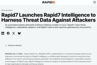 Rapid7、「先を見越した予防」への転換に向けた脅威インテリジェンス「Rapid7 Intelligence」発表
