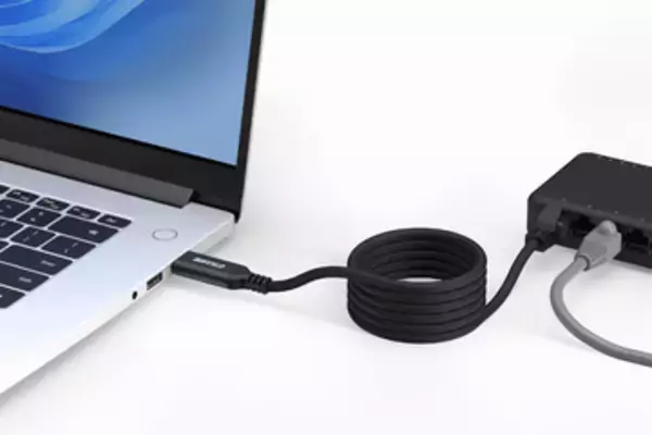 バッファロー、マグネット結束機構でコンパクトにまとまるUSB有線LAN変換ケーブル「LUAMC-U3CG/N」発売