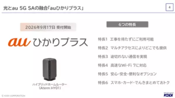KDDI、開通まで待たせない光回線の新サービス「auひかりプラス」。5Gと光のルーターを一体化