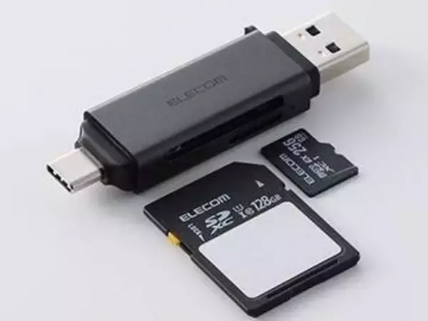 エレコム、SD/microSDカードを同時に使用でき、USB Type-A/Cの2ポートを持つメモリカードリーダー発売