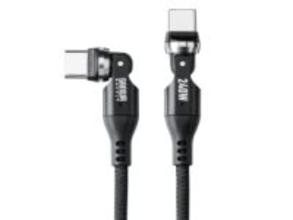 360°回転コネクタを採用したPD240W対応のUSB Type-Cケーブル「500-USB090-1BKN」、サンワサプライが発売