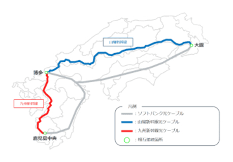 JR西日本・JR九州の鉄道沿線の光ケーブルを活用した専用線サービス、ソフトバンクらが提供開始