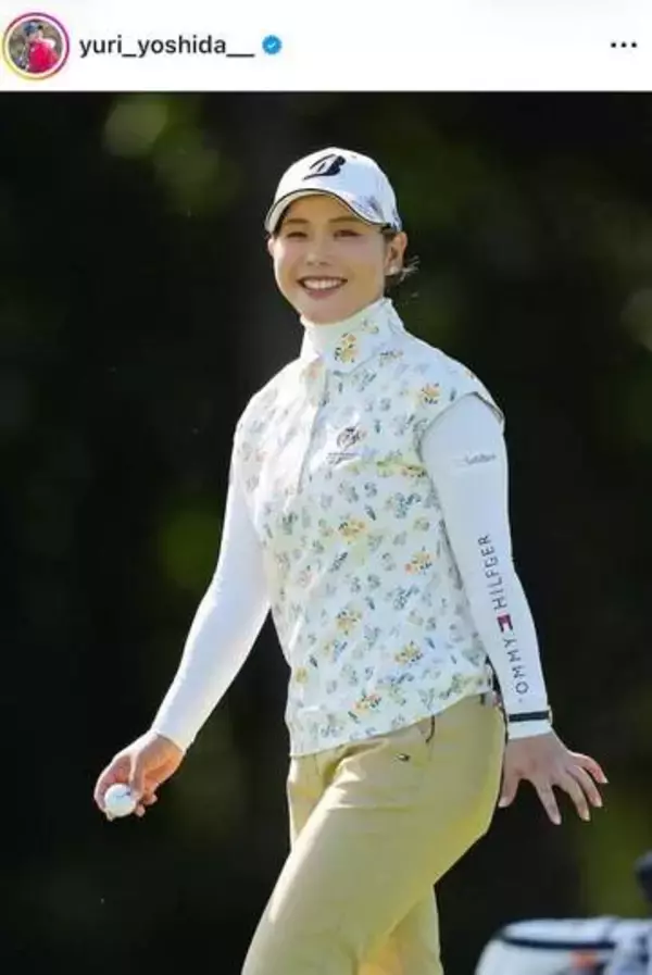 女子ゴルフの吉田優利、黒ショーパン×ドット柄ノースリでかわいさ限界突破　ゴルフウェア姿と雰囲気変わって