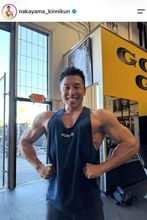 元柔道・角田夏実、ジャケット×パンツのコーデで...ステキ笑顔炸裂　なかやまきんに君と2ショット