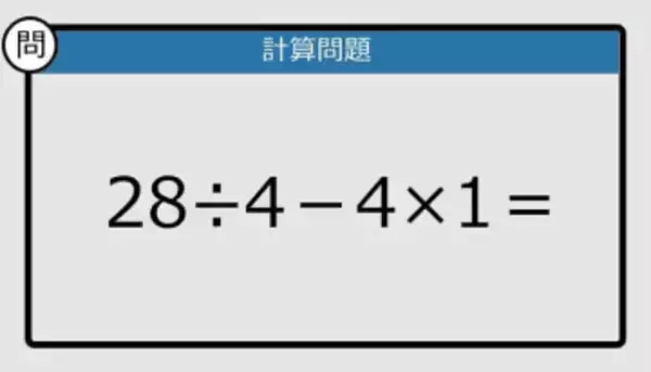 【解けなかったら恥ずかしい？】28÷4－4×1は？《計算クイズ》