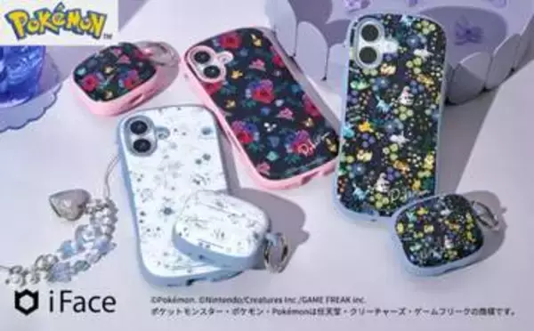 ポケモンと花柄を組み合わせたiPhoneシリーズ向けスマホケース