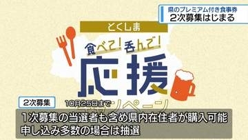 県の「プレミアム付き食事券」　2次募集はじまる【徳島】