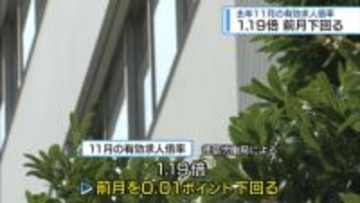 11月の有効求人倍率は1.19倍　前の月を0.01ポイント下回る【徳島】