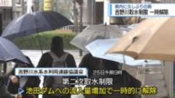 県内に久しぶりの雨　吉野川取水制限一時解除【徳島】