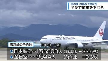 お盆期間中の「空の便 」予約状況　全便で前年下回る【徳島】