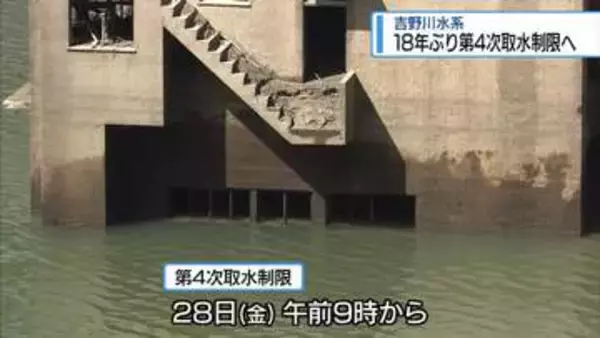 早明浦ダムの貯水率低下　18年ぶりに「第4次取水制限」へ【徳島】