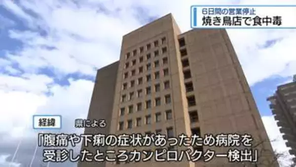 阿南市の焼き鳥店で食中毒　6日間の営業停止【徳島】