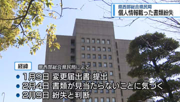 浄化槽設置で「個人情報記載」の書類紛失　県西部総合県民局【徳島】