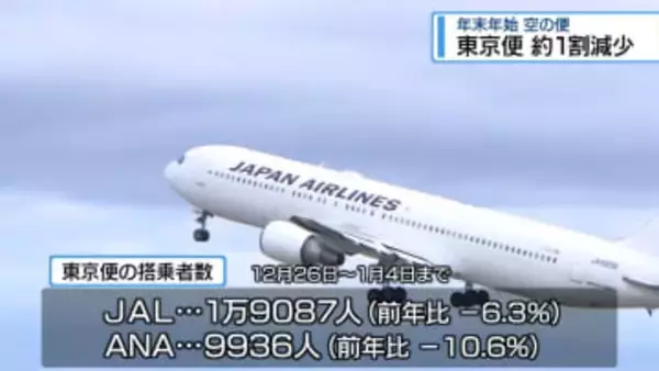 東京便の利用者1割程度減少　年末年始の空の便【徳島】