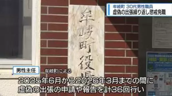 虚偽の出張くり返し懲戒免職　牟岐町の30代男性主任【徳島】