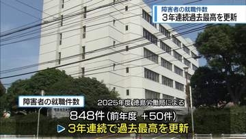 ハローワークを通じた障がい者の就職848件　3年連続で過去最高　【徳島】