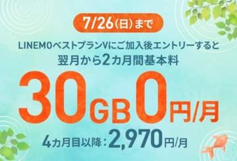 月間30GBの料金プランが2カ月間無料、「LINEMO5周年大週穫祭」で新規もプラン変更も対象