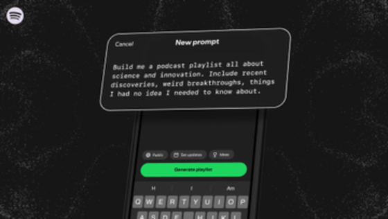 Spotifyの「Prompted Playlist」がポッドキャスト対応、プロンプトから再生リストを作成