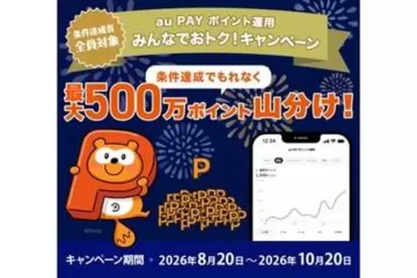 au PAY ポイント運用、700万人突破で最大500万ポイント山分け