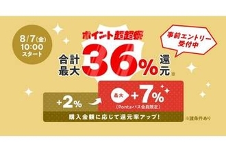 au PAY マーケットで最大36％還元、「ポイント超超祭」7日スタート