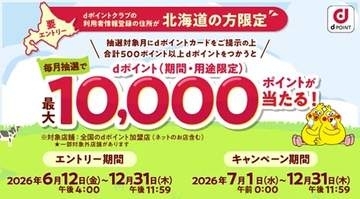 北海道限定、dポイント利用で抽選で最大1万ポイント還元