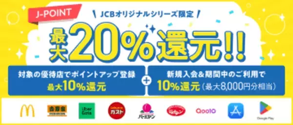 JCB、新規入会で最大20％還元　新ポイント「J-POINT」が貯まる