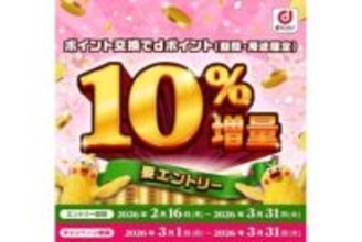 dポイントに交換で10％増量、3月1日～　ポイ活や電力会社のポイントも対象