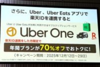 楽天ID連携で「Uber One」年間プランが70％オフに