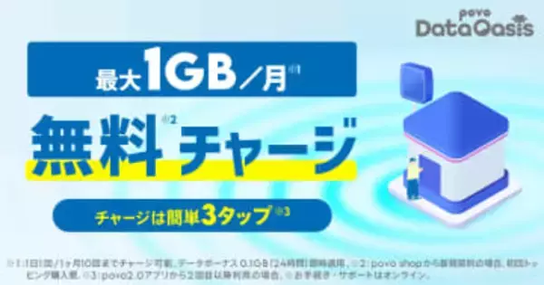 ローソンでギガもらえる「povo Data Oasis」、3タップに簡略化
