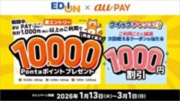 au PAY、「エディオン」で最大1万ポイント還元キャンペーンがスタート