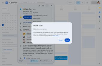 Googleカレンダー、特定のユーザーをブロックする機能を追加